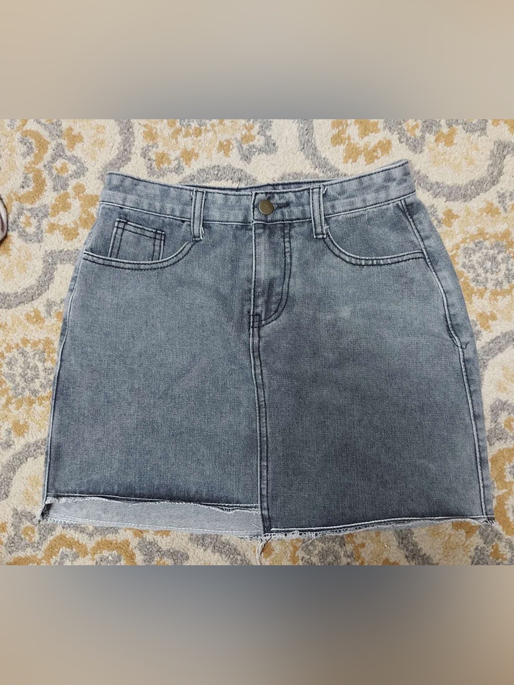 Grey asymmetrical denim skirt